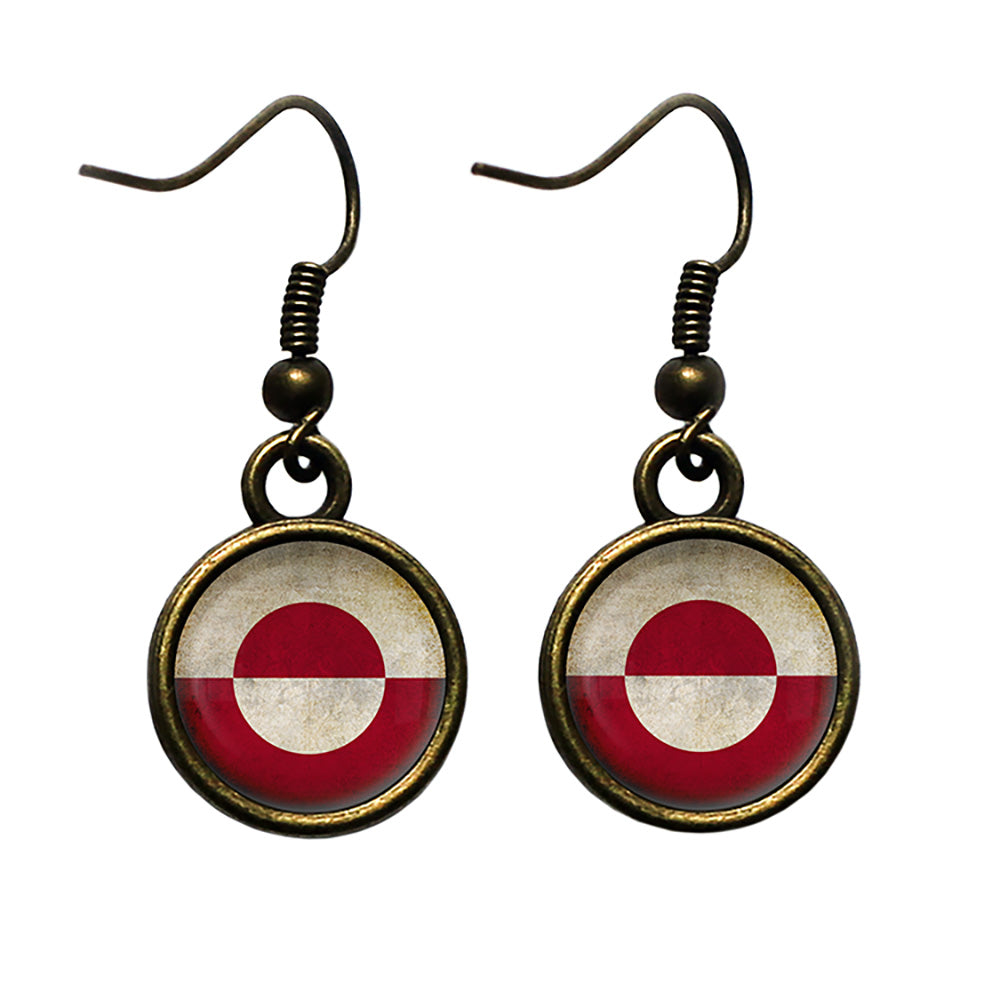 Greenland Greenlandic Flag Antique Bronze Earrings