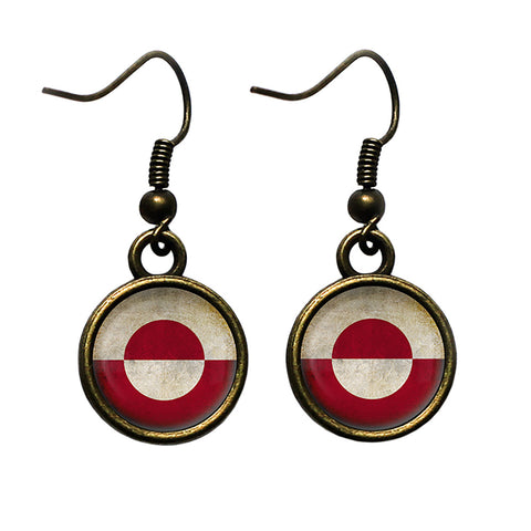 Greenland Greenlandic Flag Antique Bronze Earrings