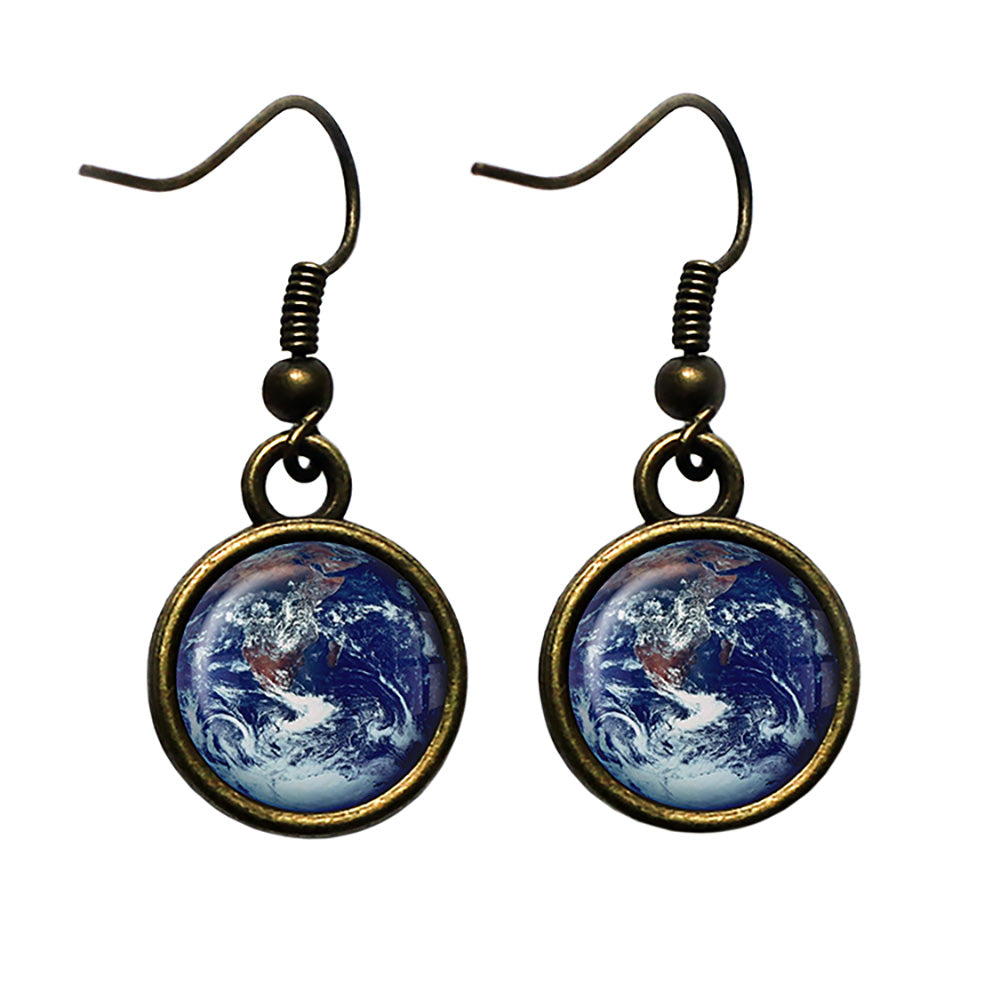 NASA Photograph Earth Wonder Antique Bronze Earrings