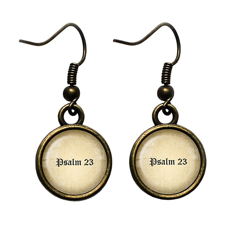 Psalm 23 The Lord's Prayer King James Version Bible Antique Bronze Earrings