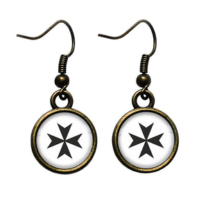 Cross of the Teutonic Knights Teutones Antique Bronze Earrings