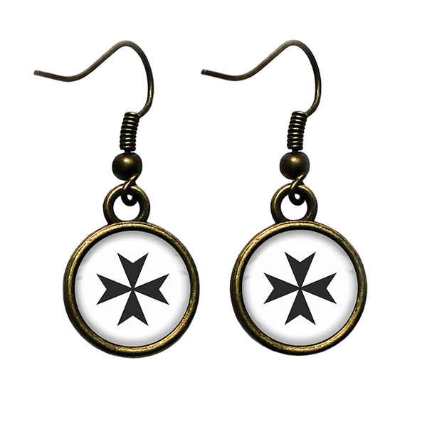 Cross of the Teutonic Knights Teutones Antique Bronze Earrings