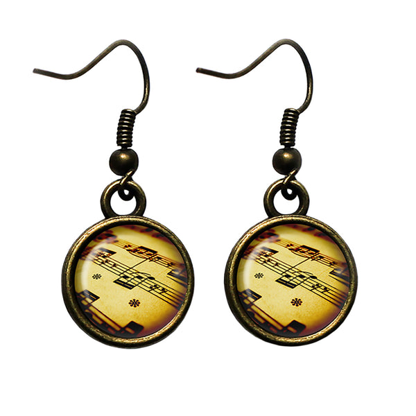 Sheet Music Musical Notes Antique Bronze Earrings