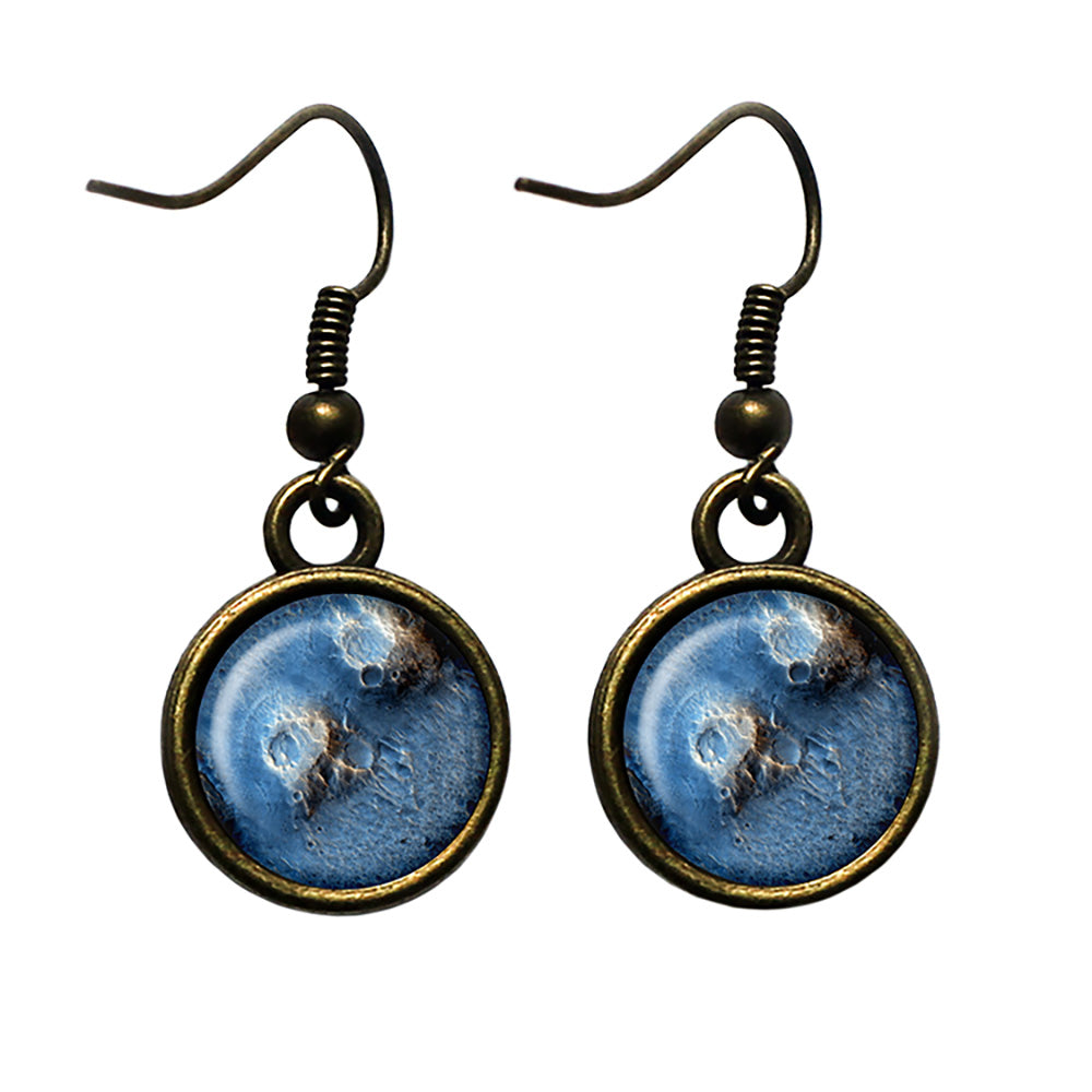 NASA Photograph The Moon Surface Antique Bronze Earrings