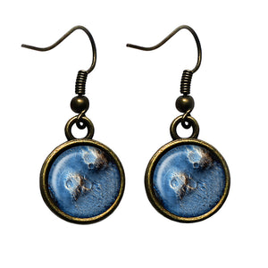 NASA Photograph The Moon Surface Antique Bronze Earrings