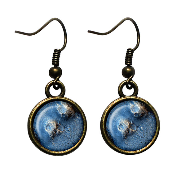 NASA Photograph The Moon Surface Antique Bronze Earrings