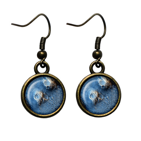 NASA Photograph The Moon Surface Antique Bronze Earrings