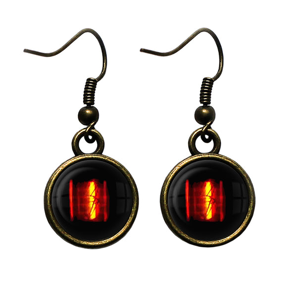 Dieselpunk Steampunk Cyberpunk Nixie Tube Print Number 1 One Antique Bronze Earrings