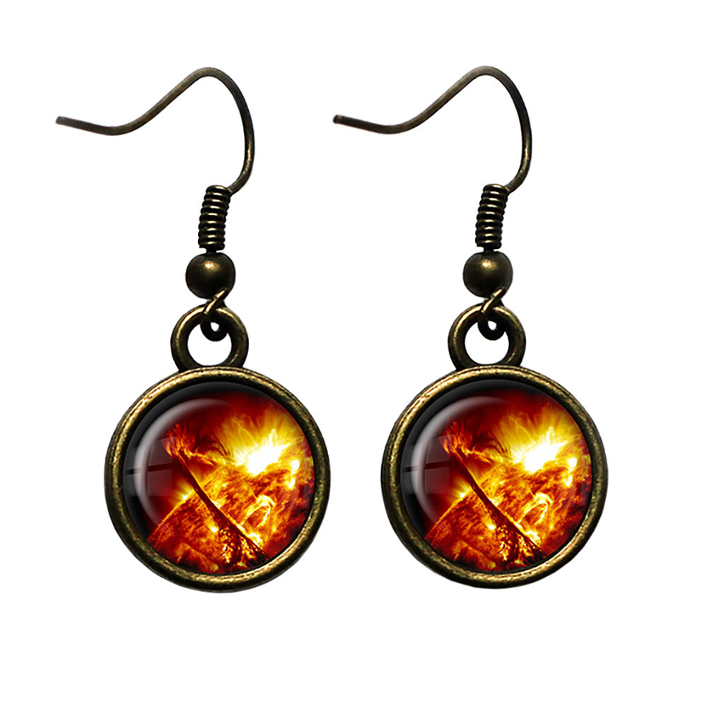 NASA Photograph The Sun Antique Bronze Earrings