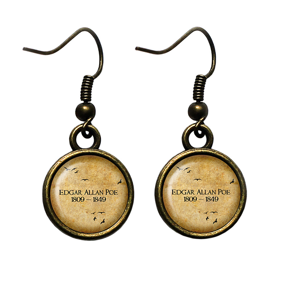 Edgar Allan Poe 1809 - 1849 Antique Bronze Earrings