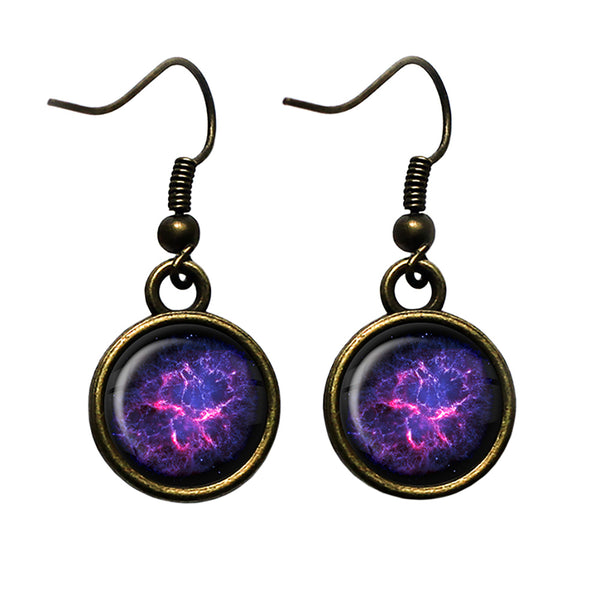 NASA Photograph Nebula Color Burst Antique Bronze Earrings