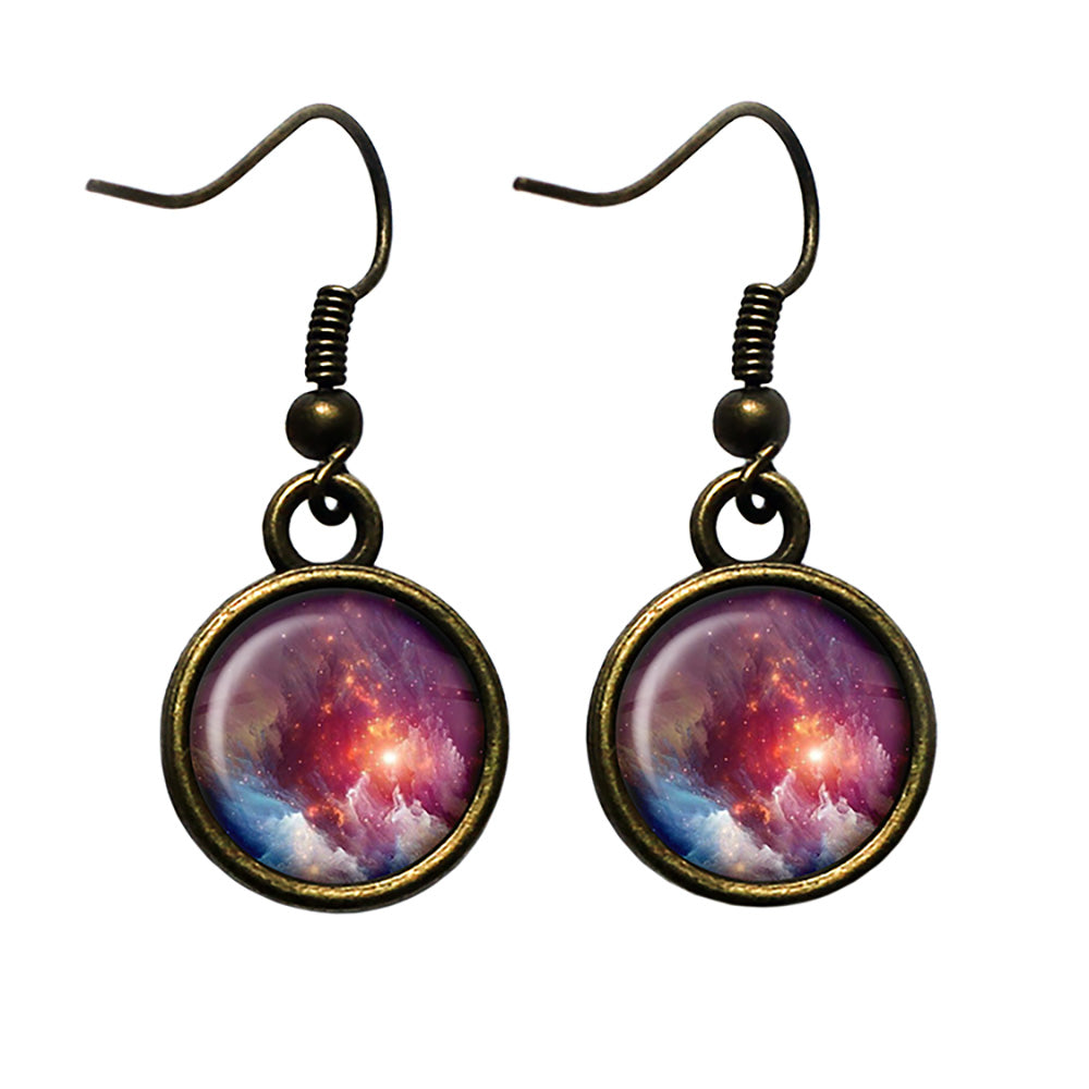 NASA Photograph Nebula Red Beauty Antique Bronze Earrings