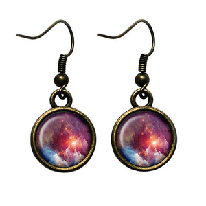 NASA Photograph Nebula Red Beauty Antique Bronze Earrings