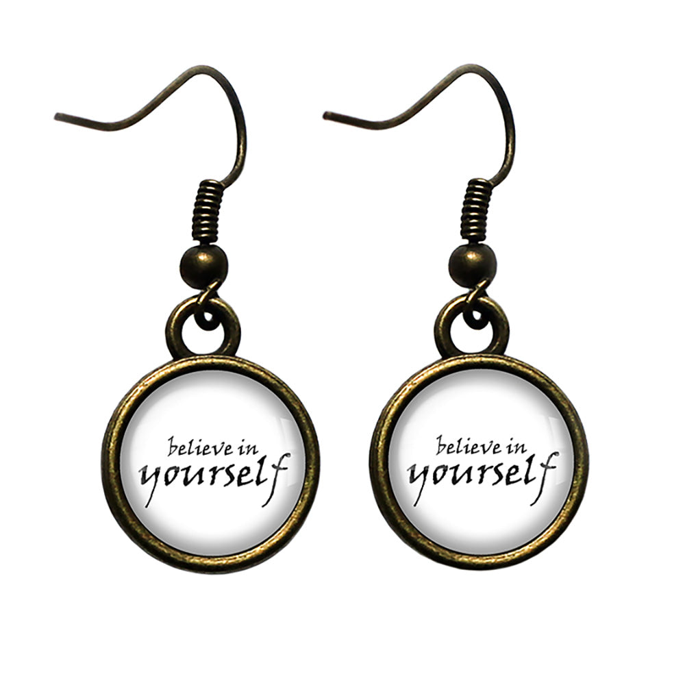 Believe in Yourself Antique Bronze Earrings