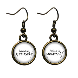 Believe in Yourself Antique Bronze Earrings