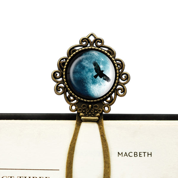 Halloween Full Moon Raven Bronze Bookmark