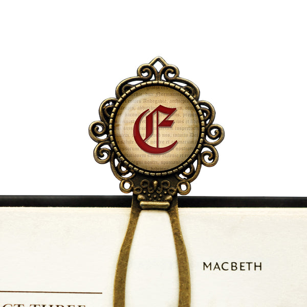 E Letter Old English Gothic Blackletter Magna Carta Bronze Bookmark