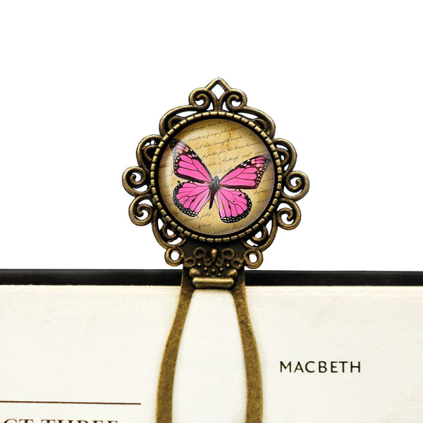 Pink Butterfly Bronze Bookmark