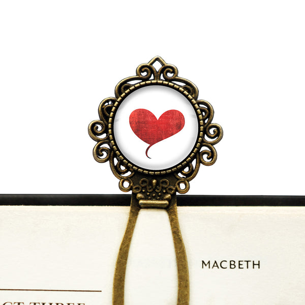 Red Valentines Love Heart Bronze Bookmark