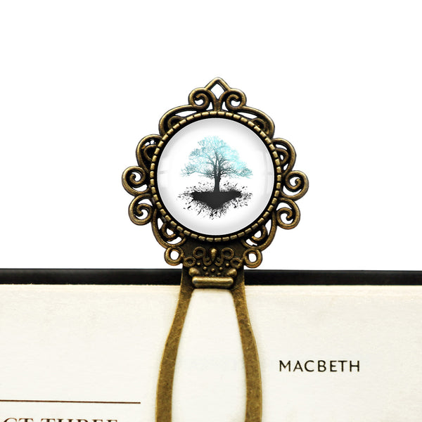 Lightning Blue Grunge Tree of Life Bronze Bookmark