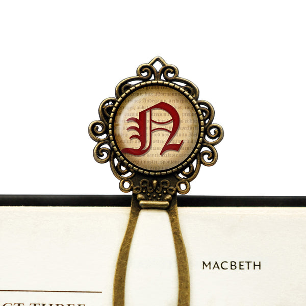 N Letter Old English Gothic Blackletter Magna Carta Bronze Bookmark