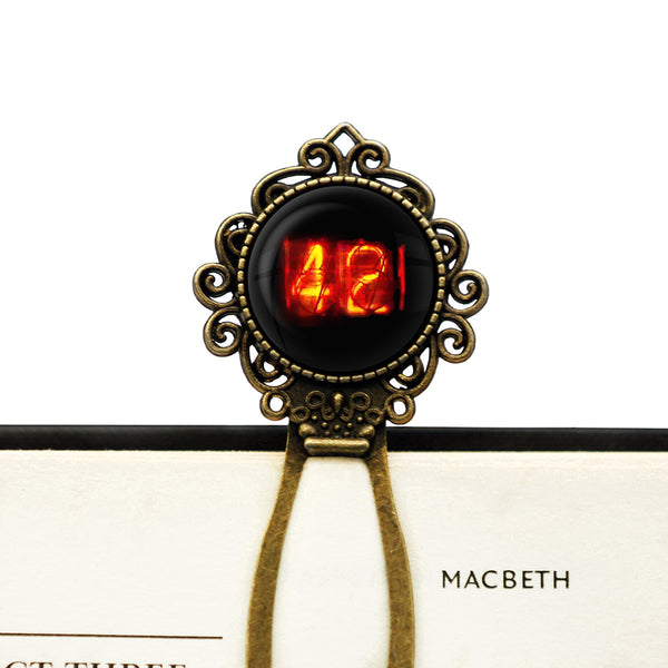 Dieselpunk Steampunk Cyberpunk Nixie Tube Print Number 42 Forty Two Meaning of Life Bronze Bookmark