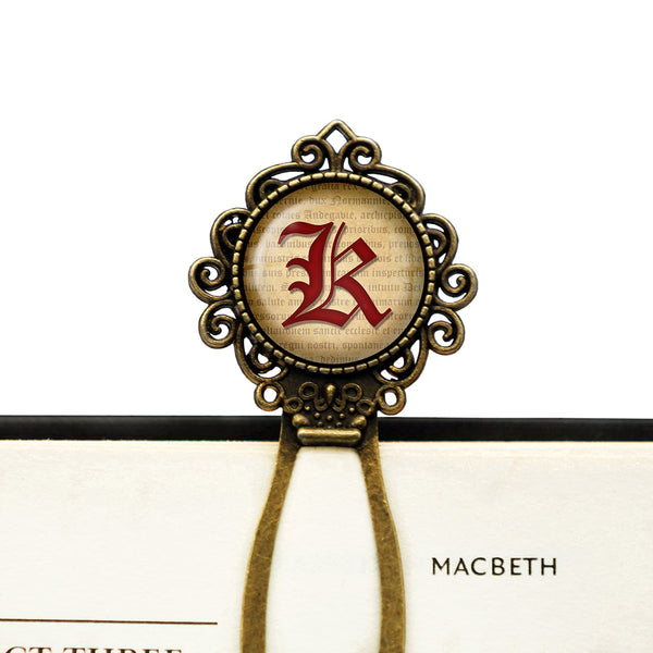 K Letter Old English Gothic Blackletter Magna Carta Bronze Bookmark