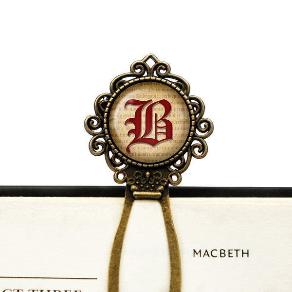 B Letter Old English Gothic Blackletter Magna Carta Bronze Bookmark