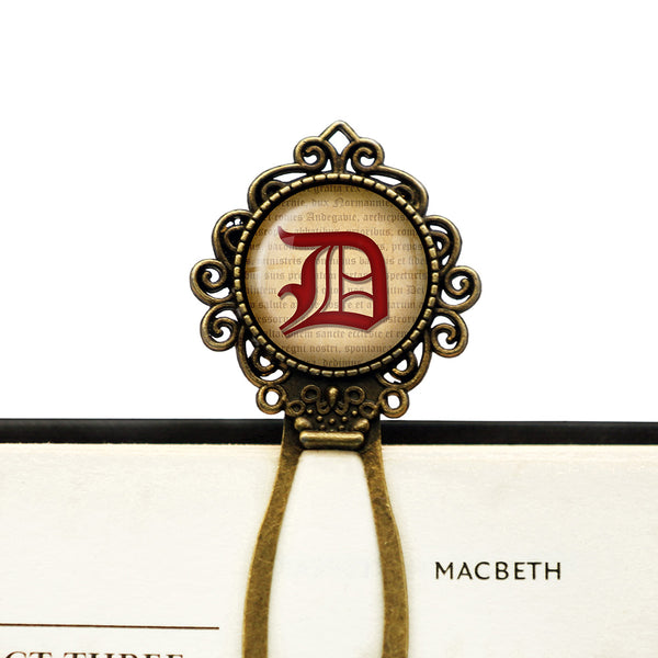 D Letter Old English Gothic Blackletter Magna Carta Bronze Bookmark