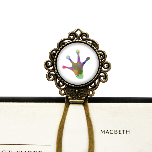 Frog Paw Print Rainbow Watercolor Bronze Bookmark