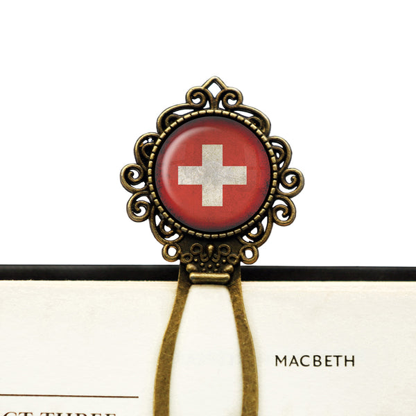 Switzerland Swiss Flag Bronze Bookmark