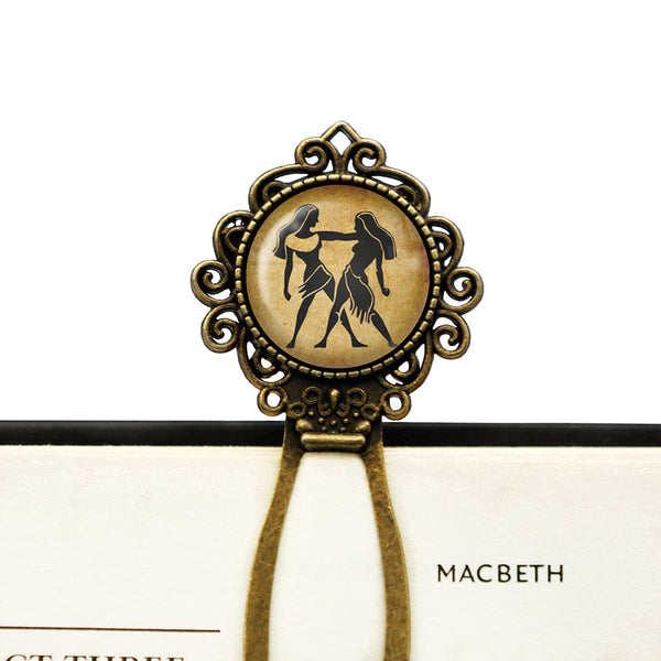 Zodiac Symbol Astrology Gemini Bronze Bookmark