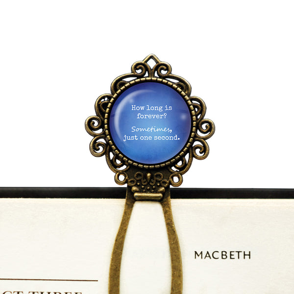 Alice in Wonderland How Long is forever Just One Second Blue Bronze Bookmark