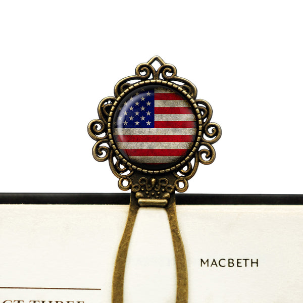 United States of America USA Flag Bronze Bookmark