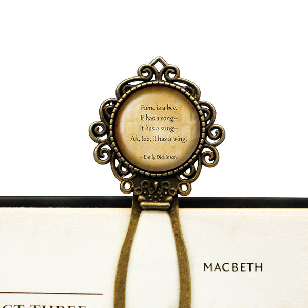 Emily Dickinson Fame is a Bee Song Sting Wing Bronze Bookmark