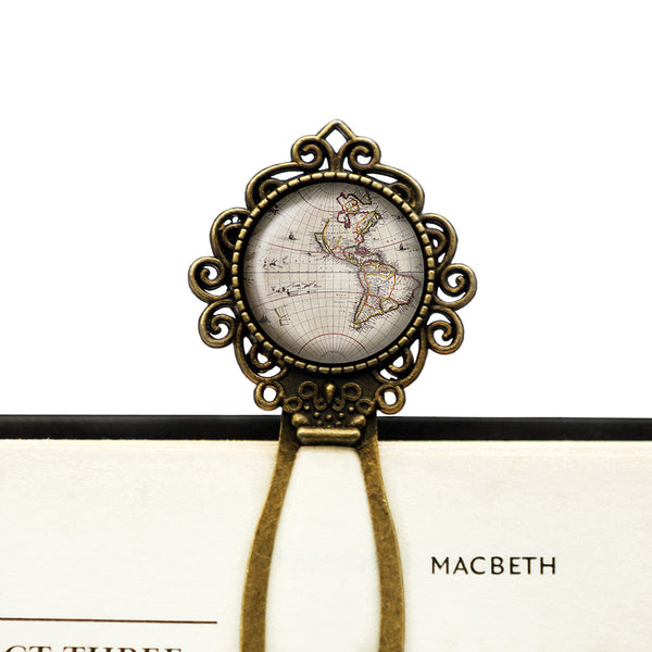 Ancient Map North South America Canada Bronze Bookmark