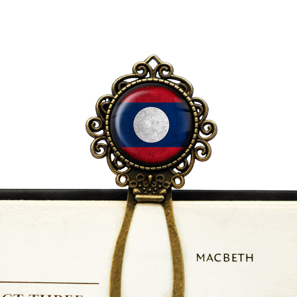 Laos Laotian Flag Bronze Bookmark