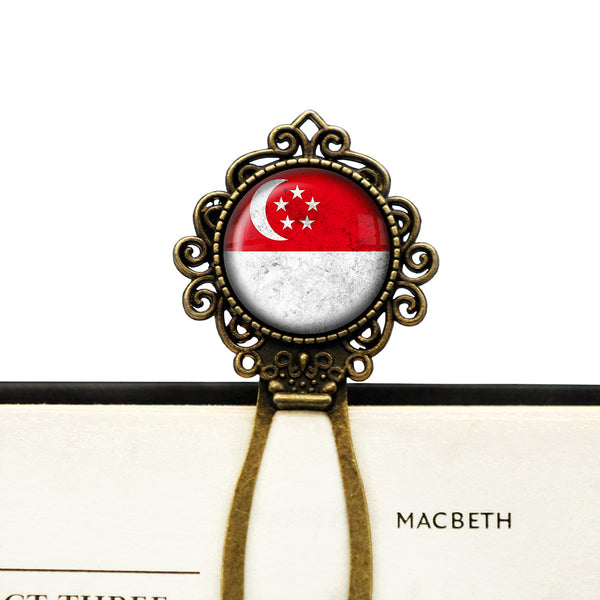 Singapore Singaporean Flag Bronze Bookmark
