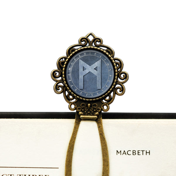 Viking Runes Elder Futhark Rune Circle M Mannaz Man Bronze Bookmark