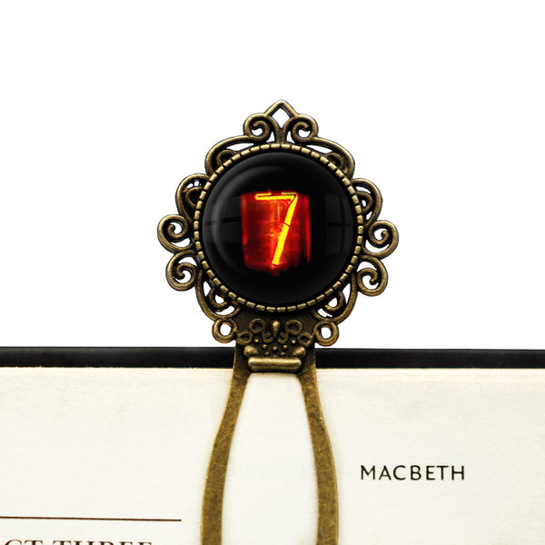 Dieselpunk Steampunk Cyberpunk Nixie Tube Print Number 7 Seven Bronze Bookmark