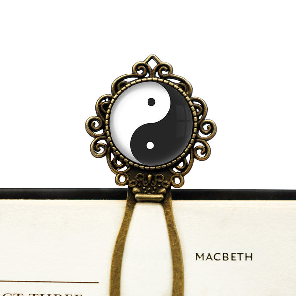 Yin Yang Black White Balance Bronze Bookmark
