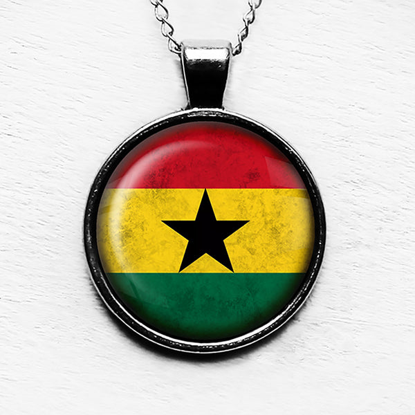 African Nation Ghana Flag Pendant & Necklace