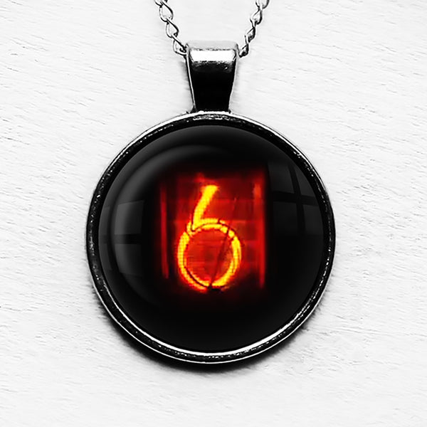 Dieselpunk Steampunk Cyberpunk Nixie Tube Print Number 6 Six Pendant & Necklace
