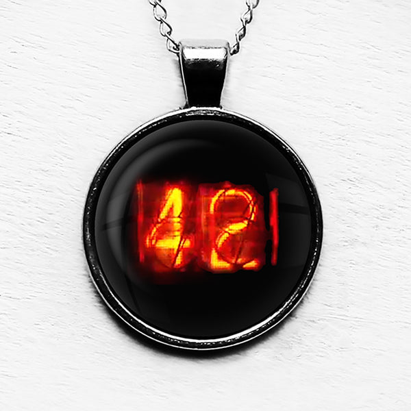 Dieselpunk Steampunk Cyberpunk Nixie Tube Print Number 42 Forty Two Meaning of Life Pendant & Necklace