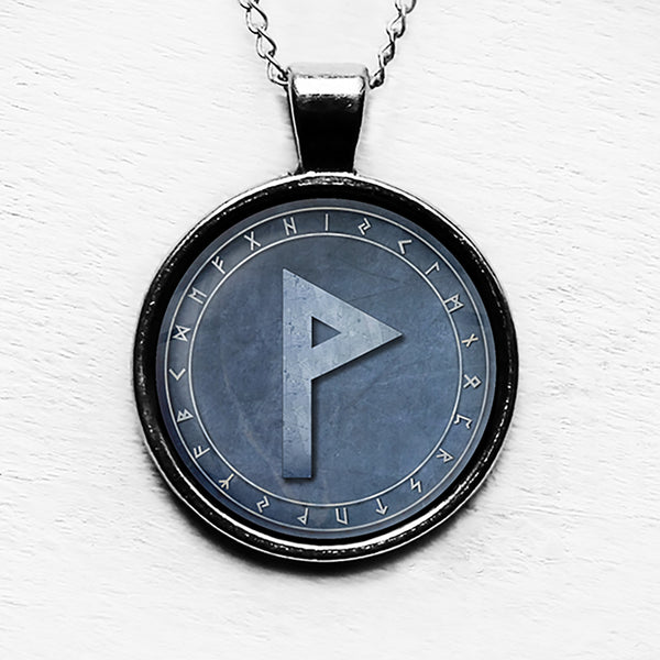 Viking Runes Elder Futhark Rune Circle W Wunjo Joy Pendant & Necklace
