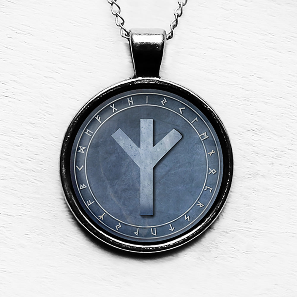 Viking Runes Elder Futhark Rune Circle Z Algiz Elk Pendant & Necklace ...