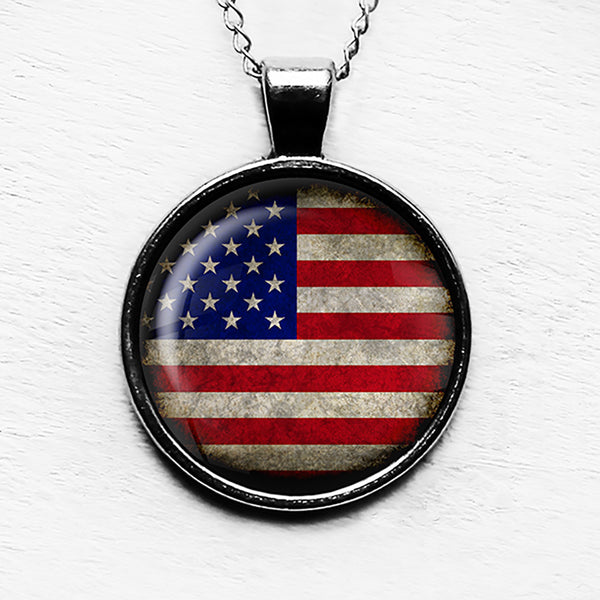 United States of America USA Flag Pendant & Necklace