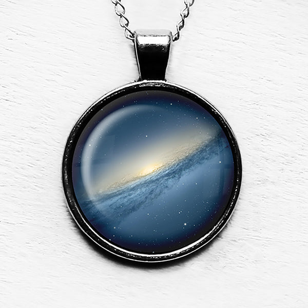 NASA Photograph Blue Galaxy Pendant & Necklace
