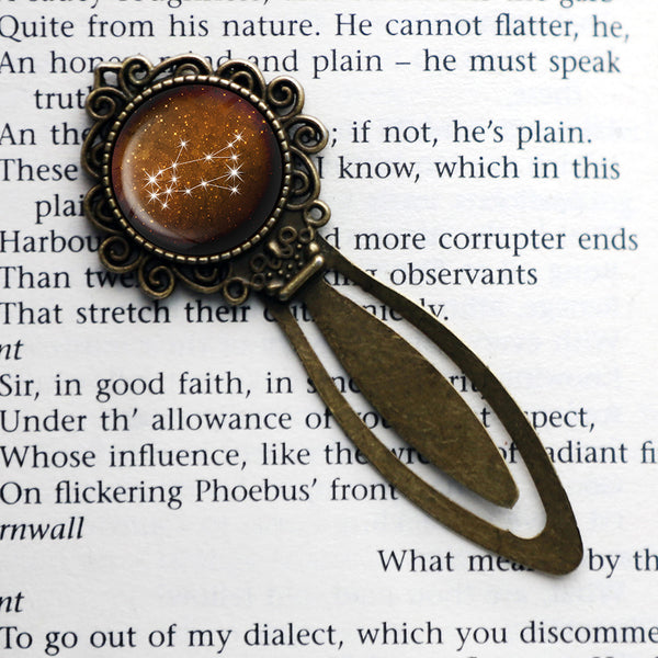 Zodiac Symbol Astrology Gemini Star Constellation Bronze Bookmark