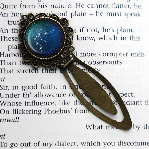 Zodiac Symbol Astrology Aquarius Star Constellation Bronze Bookmark